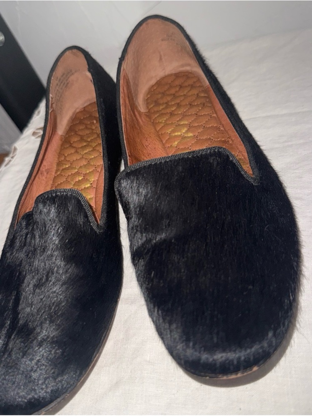 Sam Edelman Black Fur Slip-On Loafers